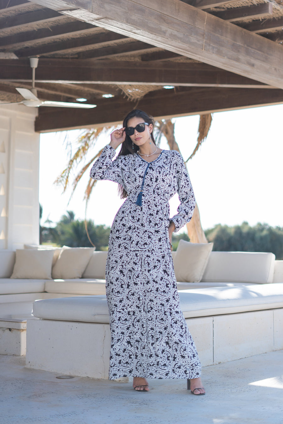 Summer Cotton navy blue print Caftan for women, caftan maxi dress, caftans for women, Boho Kaftan dress, Caftans for women, 7-24