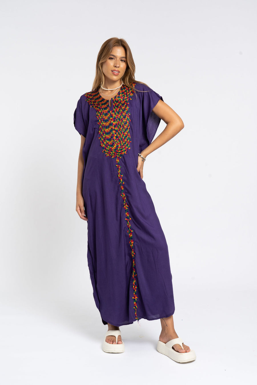 Boho purple embroidered kaftan for women, colorful caftan, women's kaftan, free size Kaftan, Summer Kaftan, Caftans for women