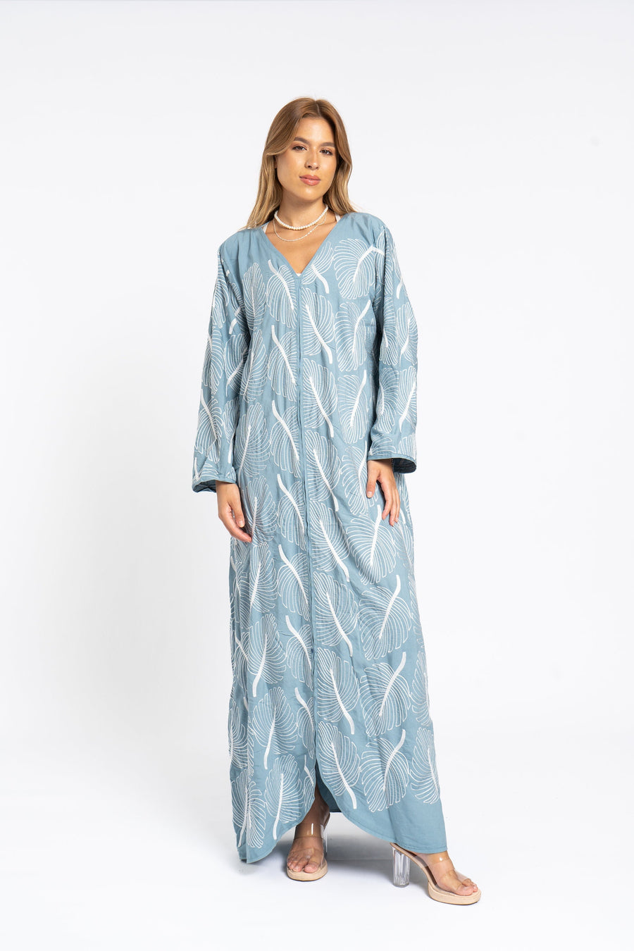 Fully embroidered turquoise caftan, embroidered Cotton caftan for women, Boho caftan dress, caftans for women, Boho summer caftan