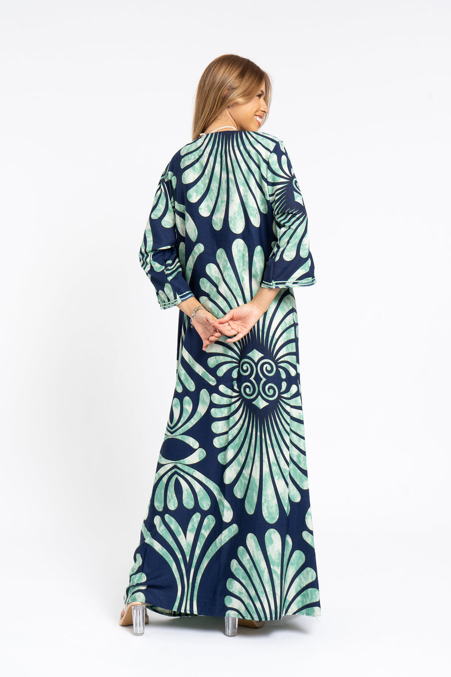 Chic Navy blue print Summer embroidered Kaftan, Caftan, caftans for women, Boho Kaftan dress, Caftans for women, summer kaftans, women