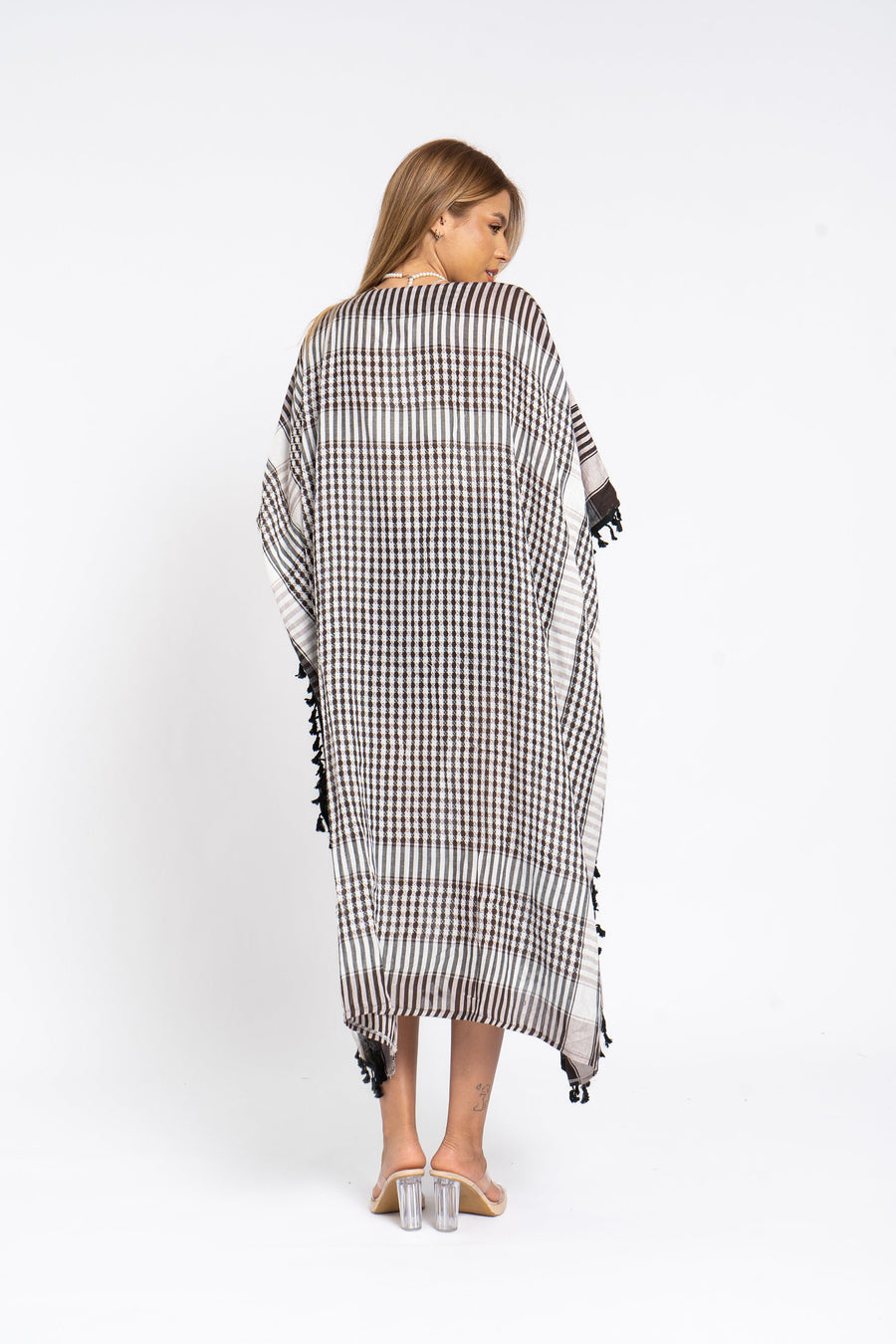 Light Summer checkered cotton Caftan, Caftans for women, Loose fit caftan, Egyptian African caftan, Kaftan, maternity kaftan