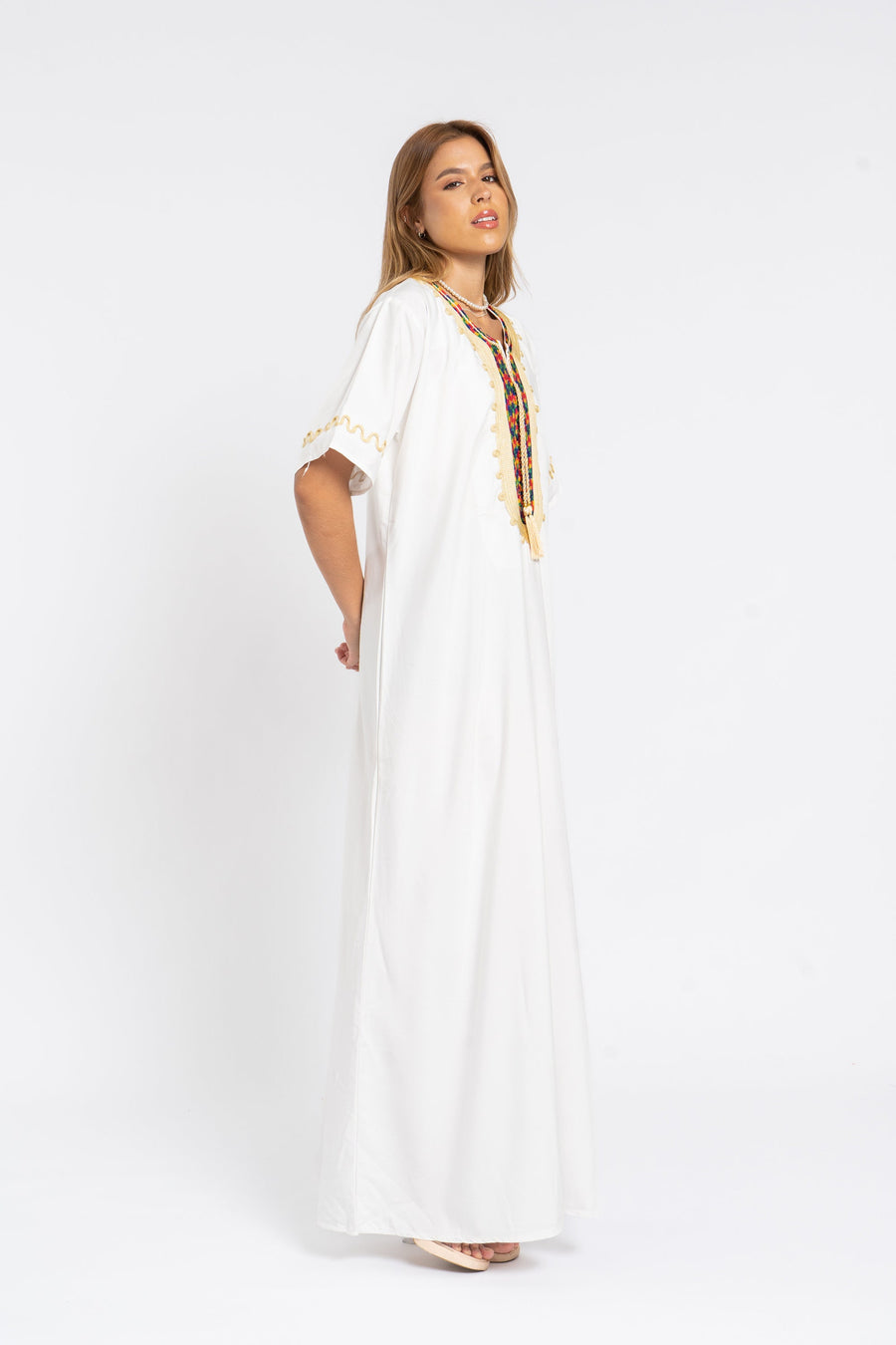 Stunning white embroidered kaftan, Maxi kaftan dress, Bohemian cotton Kaftan, Caftans for women