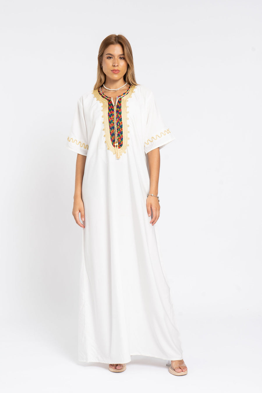 Stunning white embroidered kaftan, Maxi kaftan dress, Bohemian cotton Kaftan, Caftans for women