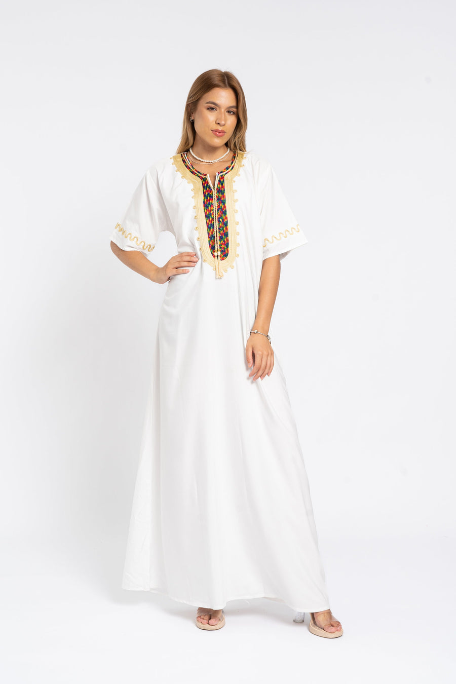 Stunning white embroidered kaftan, Maxi kaftan dress, Bohemian cotton Kaftan, Caftans for women