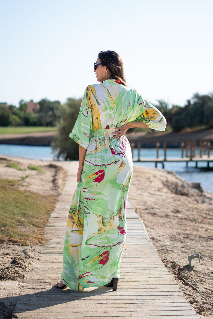 Beautiful lime green Cotton caftan maxi dress, caftans for women, kaftan Boho maxi dress,Bohemian maxi dress, Boho summer caftan