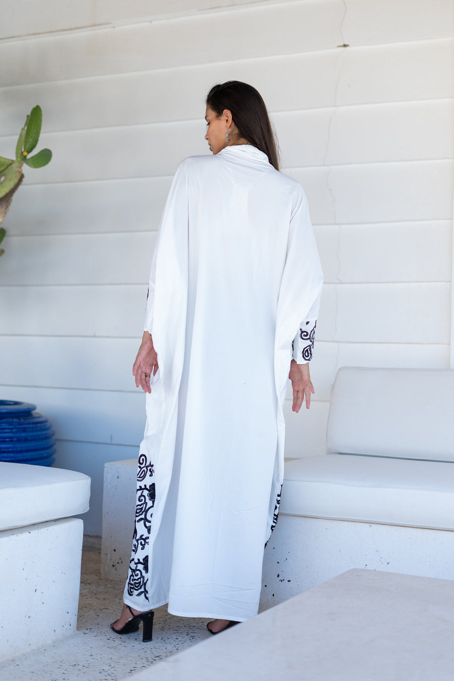 Elegant open slit white Kaftan, caftans for women, Cotton Kaftan, embroidered Kaftan, Moroccan Caftan, Kaftans, Kaftan