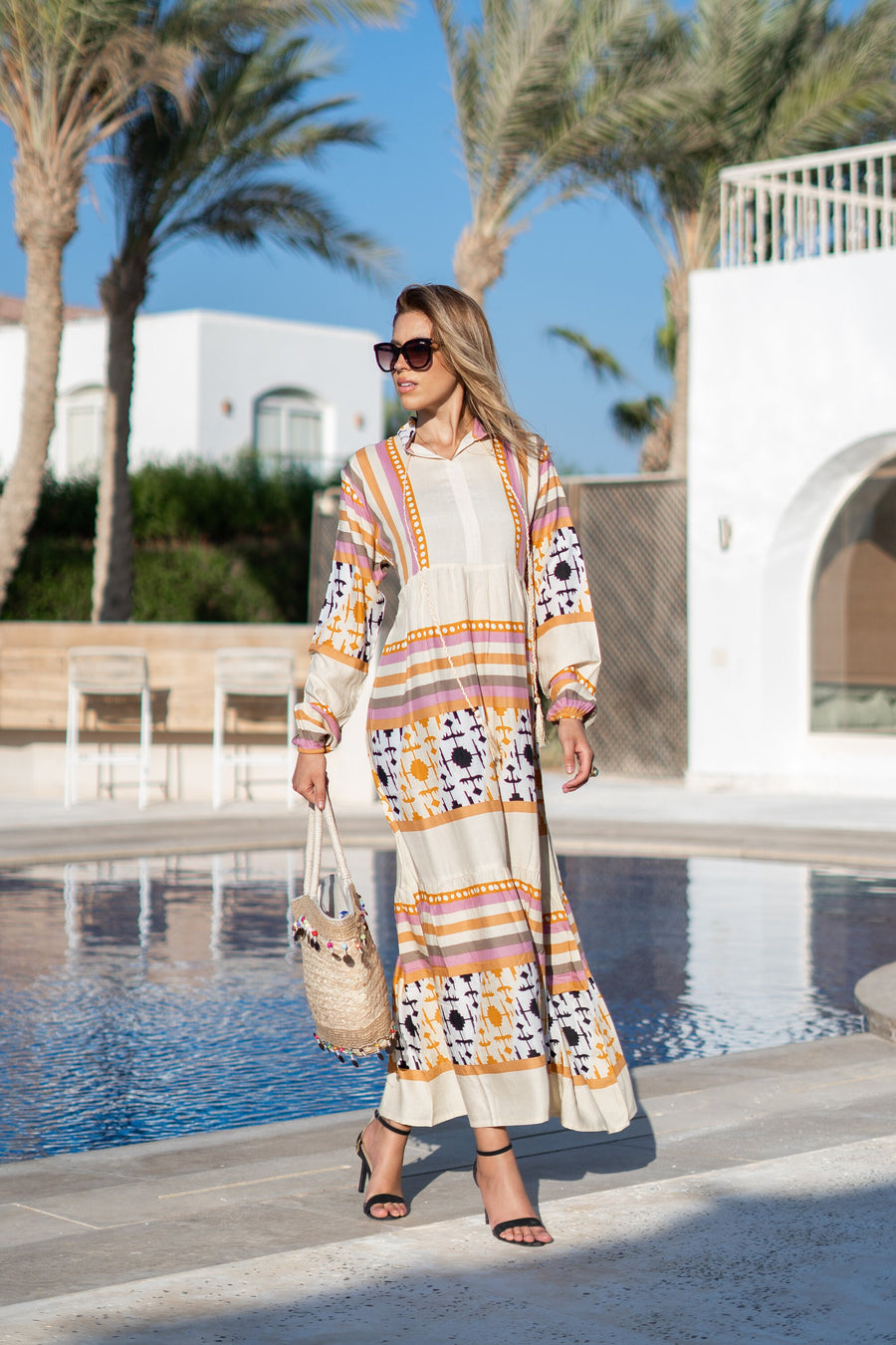 Summer beige boho print Caftan for women, caftan dress, caftans for women, Boho Kaftan dress, Caftans for women, 7-24