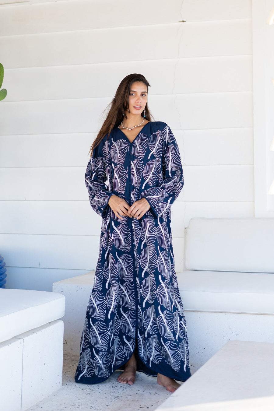 Fully embroidered navy blue caftan, embroidered Cotton caftan for women, Boho caftan dress, caftans for women, Boho summer caftan