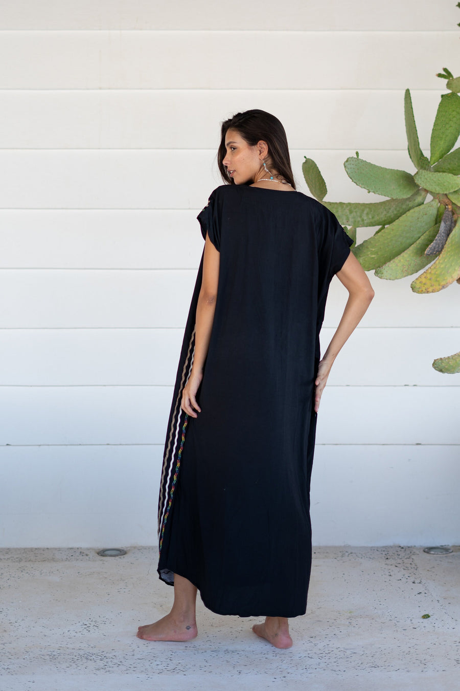 Chic black cotton Caftan, Summer Caftans, Cotton caftan women, embroidered caftan, kaftans, embroidered caftan, Egyptian cotton 07-24