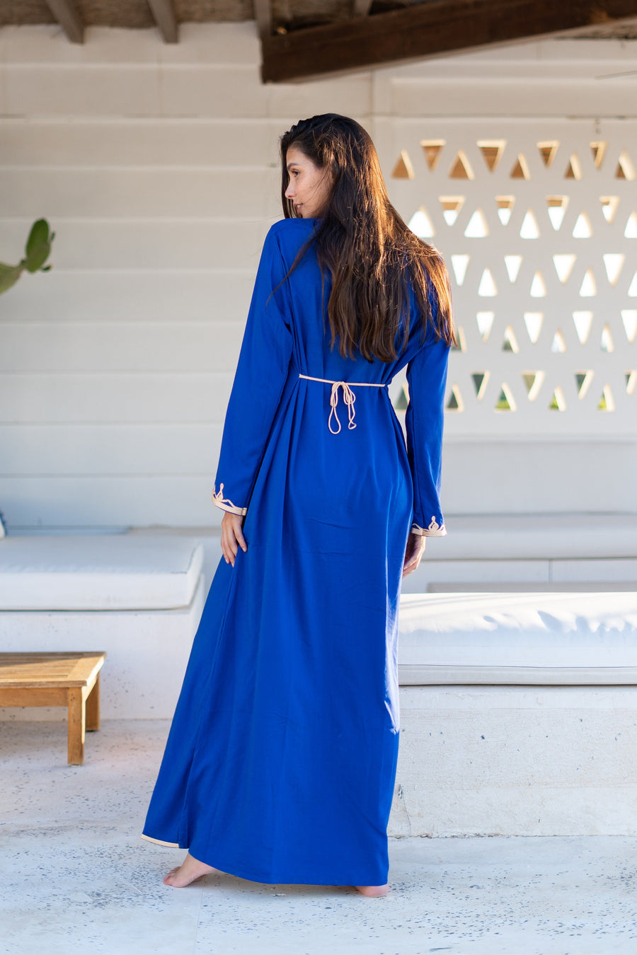 Classy blue embroidered caftan maxi dress, Kaftan maxi dress, Cotton caftan women, caftan, Chic embroidered caftan, Egyptian cotton 07-24