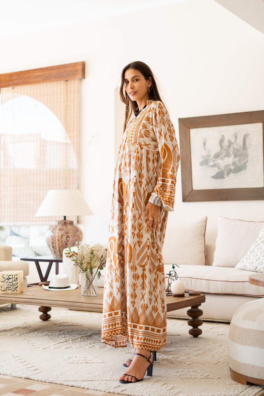 Summer beige boho print Caftan for women, caftan dress, caftans for women, Boho Kaftan dress, Caftans for women, 7-24