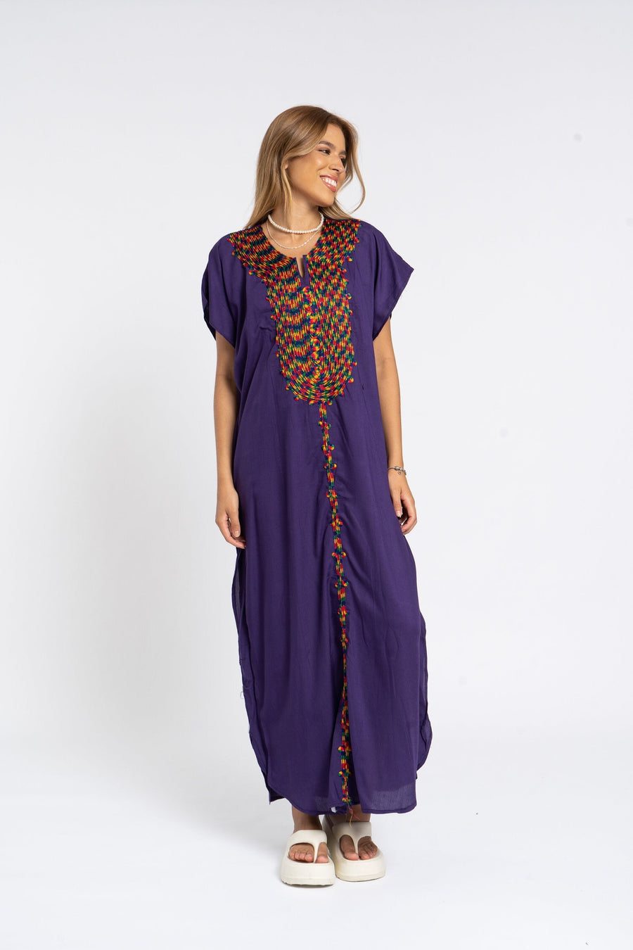 Boho purple embroidered kaftan for women, colorful caftan, women's kaftan, free size Kaftan, Summer Kaftan, Caftans for women