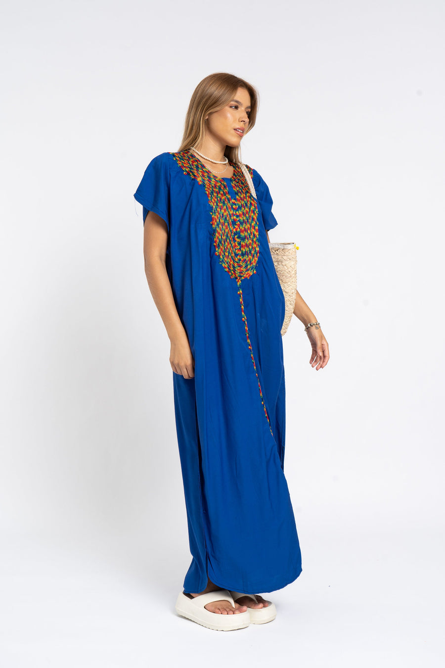 Boho blue embroidered kaftan for women, colorful caftan, women's kaftan, free size Kaftan, Summer Kaftan, Caftans for women