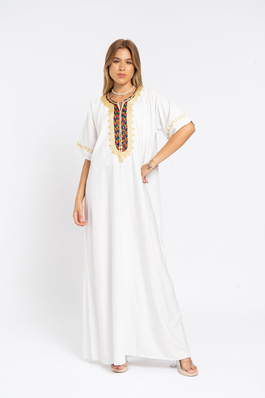 Stunning white embroidered kaftan, Maxi kaftan dress, Bohemian cotton Kaftan, Caftans for women