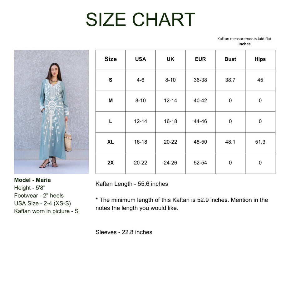 Stunning Mint Siwa embroidered caftan, Cotton kaftan dress, boho caftan, Kaftan, Caftans for women, caftans for women, Summer kaftan