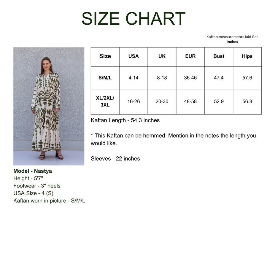 Beautiful olive green print caftan dress, Cotton caftan for women, women clothing, Boho maxi dress, Bohemian maxi dress, Boho summer caftan