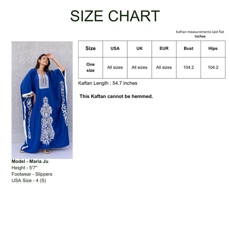 Elegant Blue plus size embroidered Kaftan with belt, Loose fit Bohemian Caftan, Cotton Kaftan, Exotic Kaftan, Cotton Caftans for women