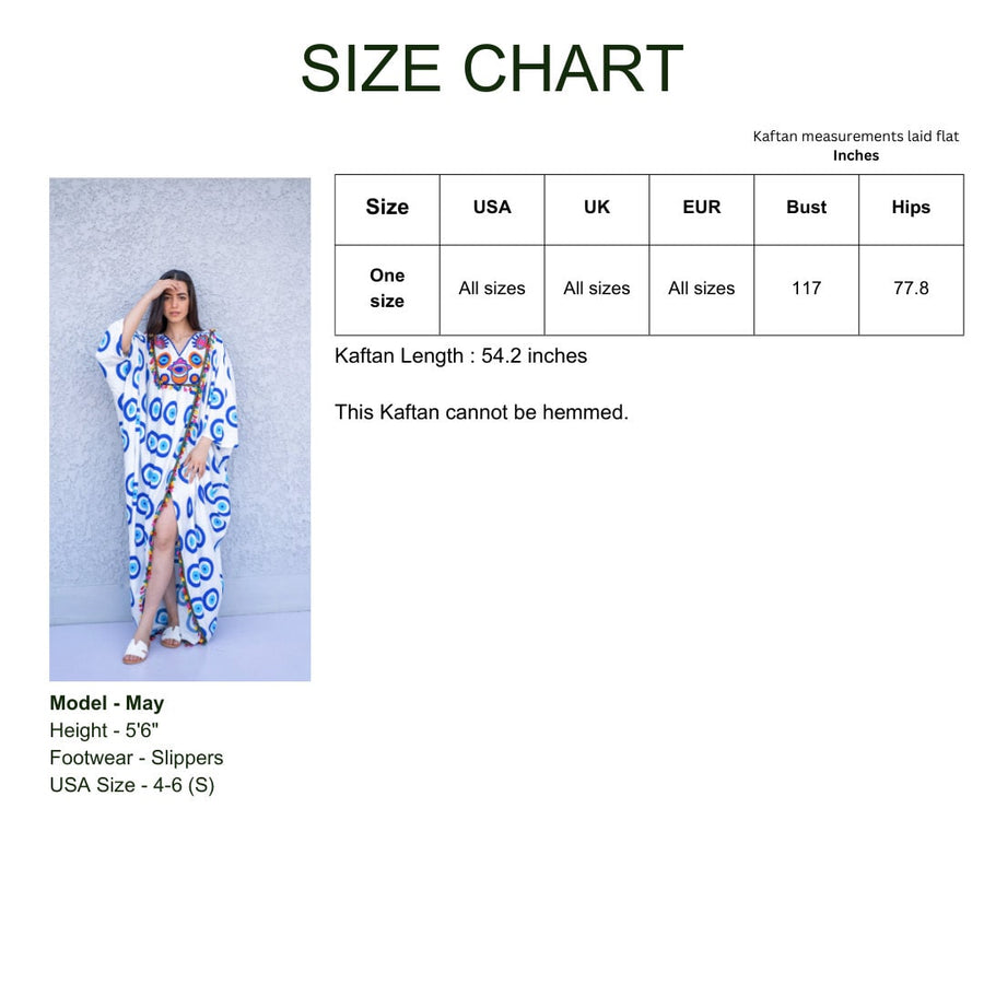 Stunning greek eye embroidered Kaftan dress, cotton caftans for women, Open slit Caftan for women, Loose fit caftan, Plus size kaftan