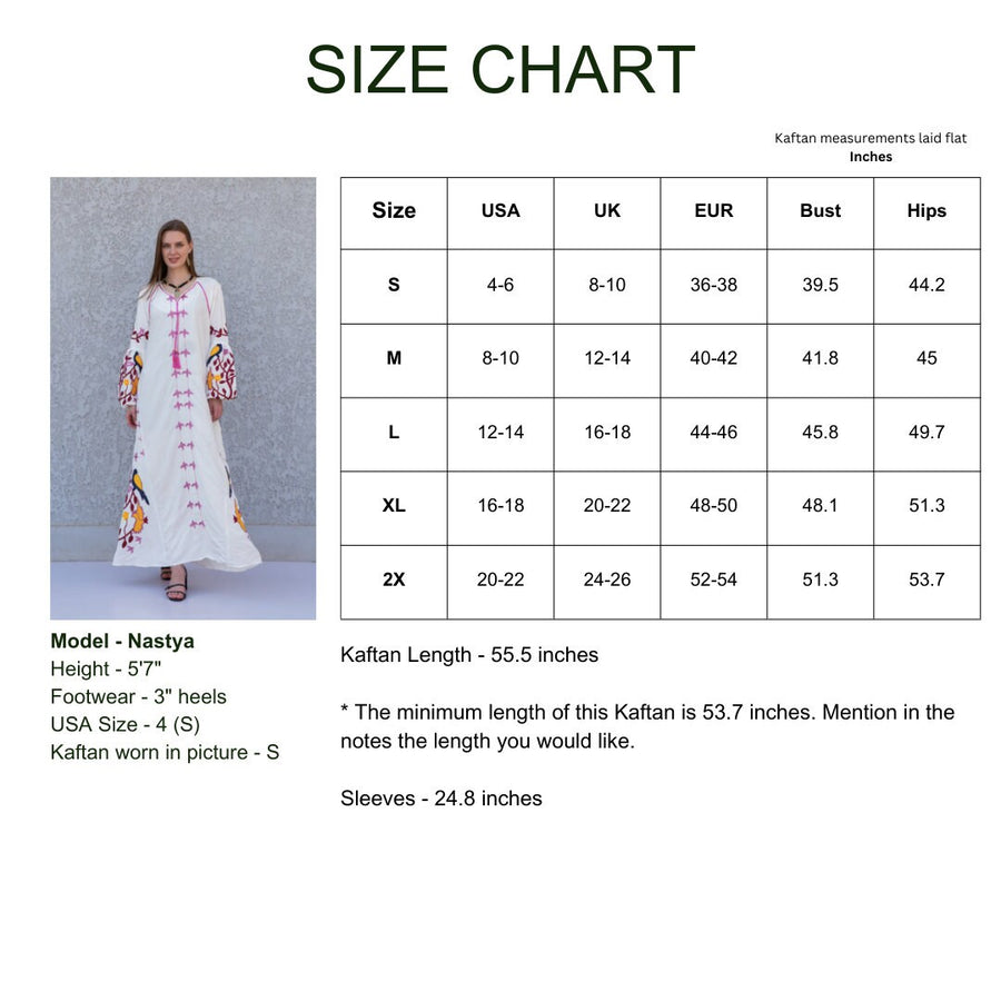 White colorful Egyptian cotton Caftan, caftan Kaftan maxi dress, embroidered Caftan dress, Caftan maxi dress, Caftans for women, Caftans