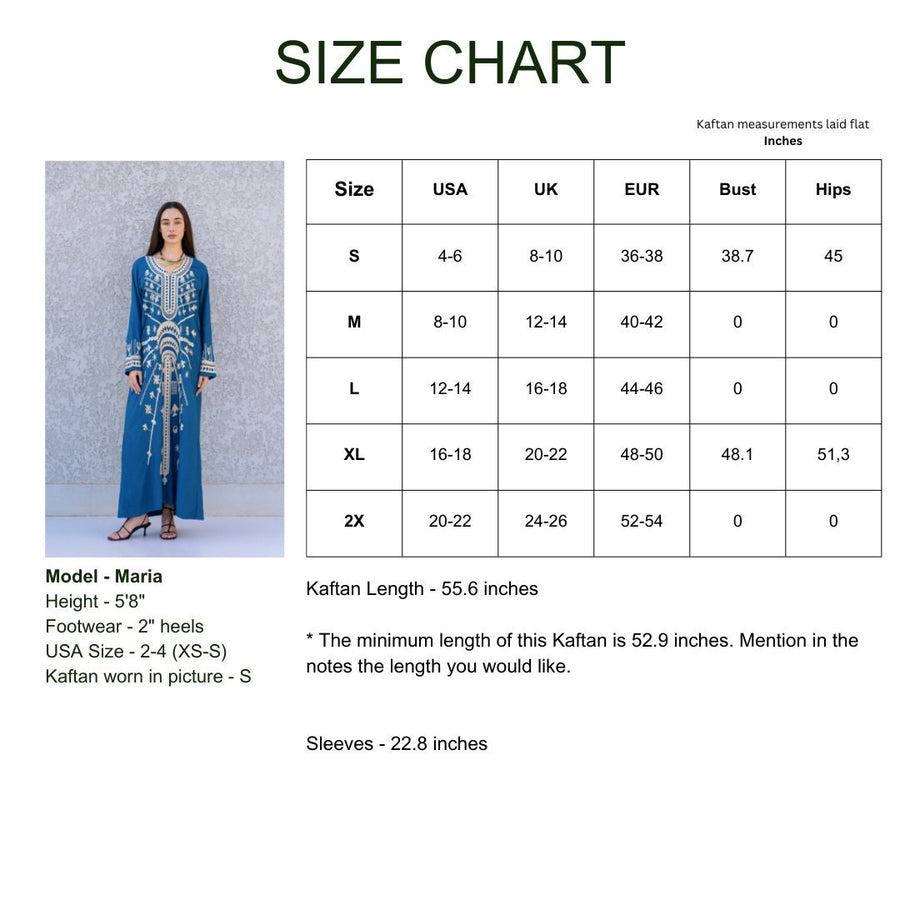 Stunning Blue Siwa embroidered caftan, Cotton kaftan dress, boho caftan, Kaftan, Caftans for women, caftans for women, Summer kaftan