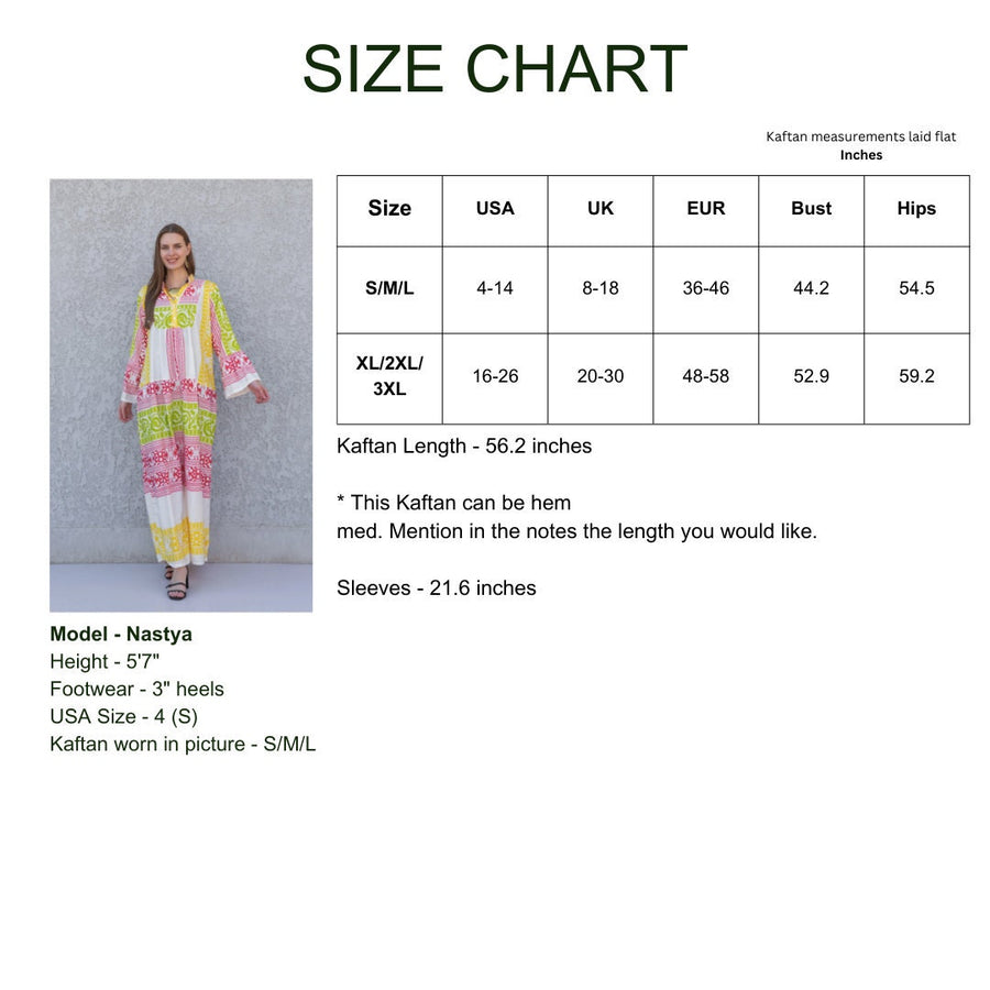 Boho summer Colorful print kaftan dress, caftans for women, Boho Kaftan dress, Caftans for women, long summer kaftan, kaftans, Yellow