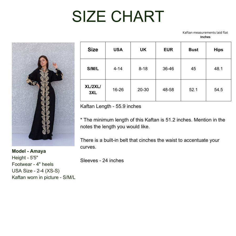 Stunning Black Cotton caftans for women, embroidered long sleeve Kaftan, Caftan maxi dress, Caftans for women, cotton caftan, caftans