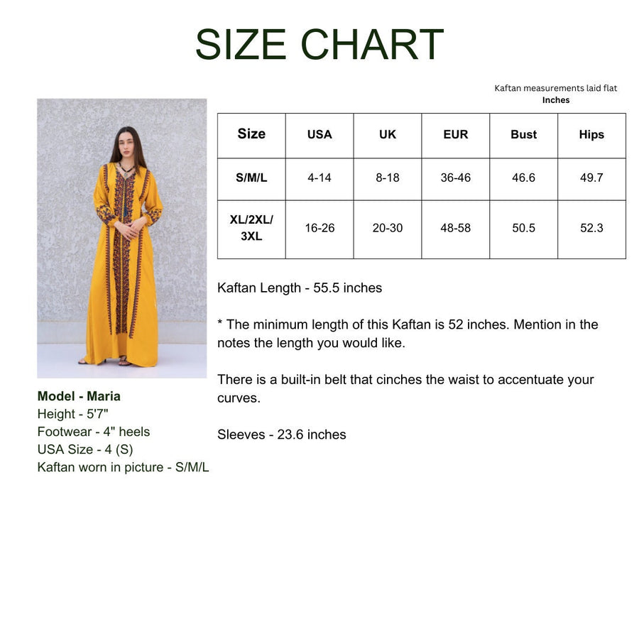 Chic Yellow embroidered cotton Caftan, caftans for women, Kaftans, embroidered Caftan dress, Caftan maxi dress, Caftans for women, Caftans