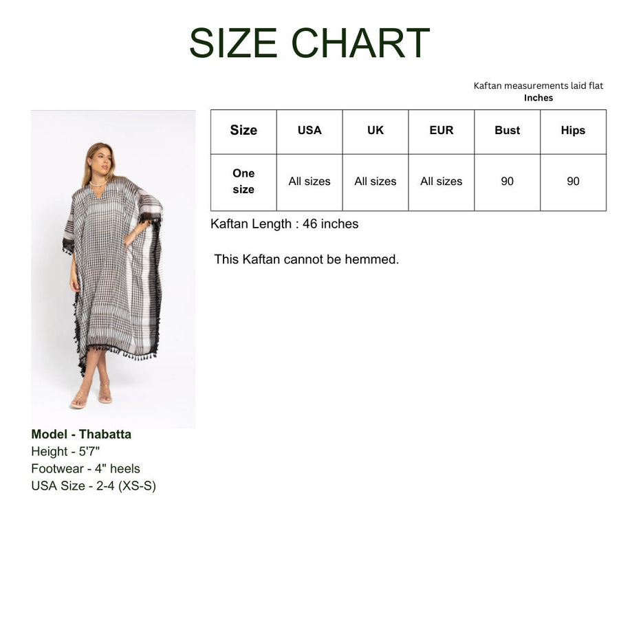 Light Summer checkered cotton Caftan, Caftans for women, Loose fit caftan, Egyptian African caftan, Kaftan, maternity kaftan