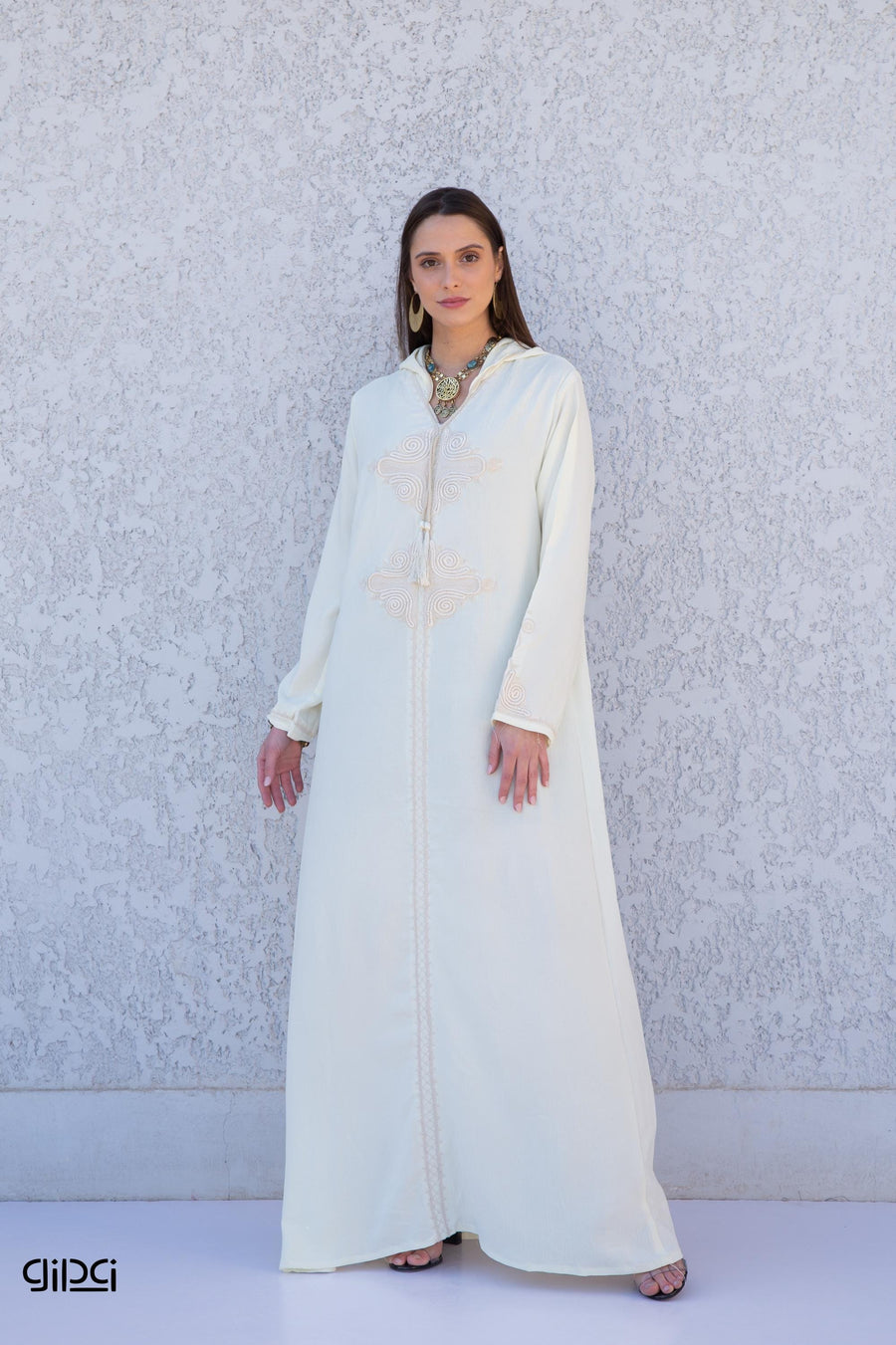 Luxurious White Hooded hand embroidered Caftan, caftans for women, Kaftans, embroidered Caftan dress, Caftan maxi dress