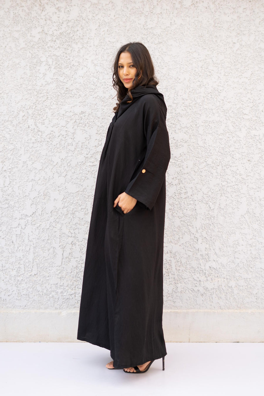 Black Linen summer caftan maxi dress with pockets, chic Linen caftans for women, Kaftan dress, Caftans for women, caftans