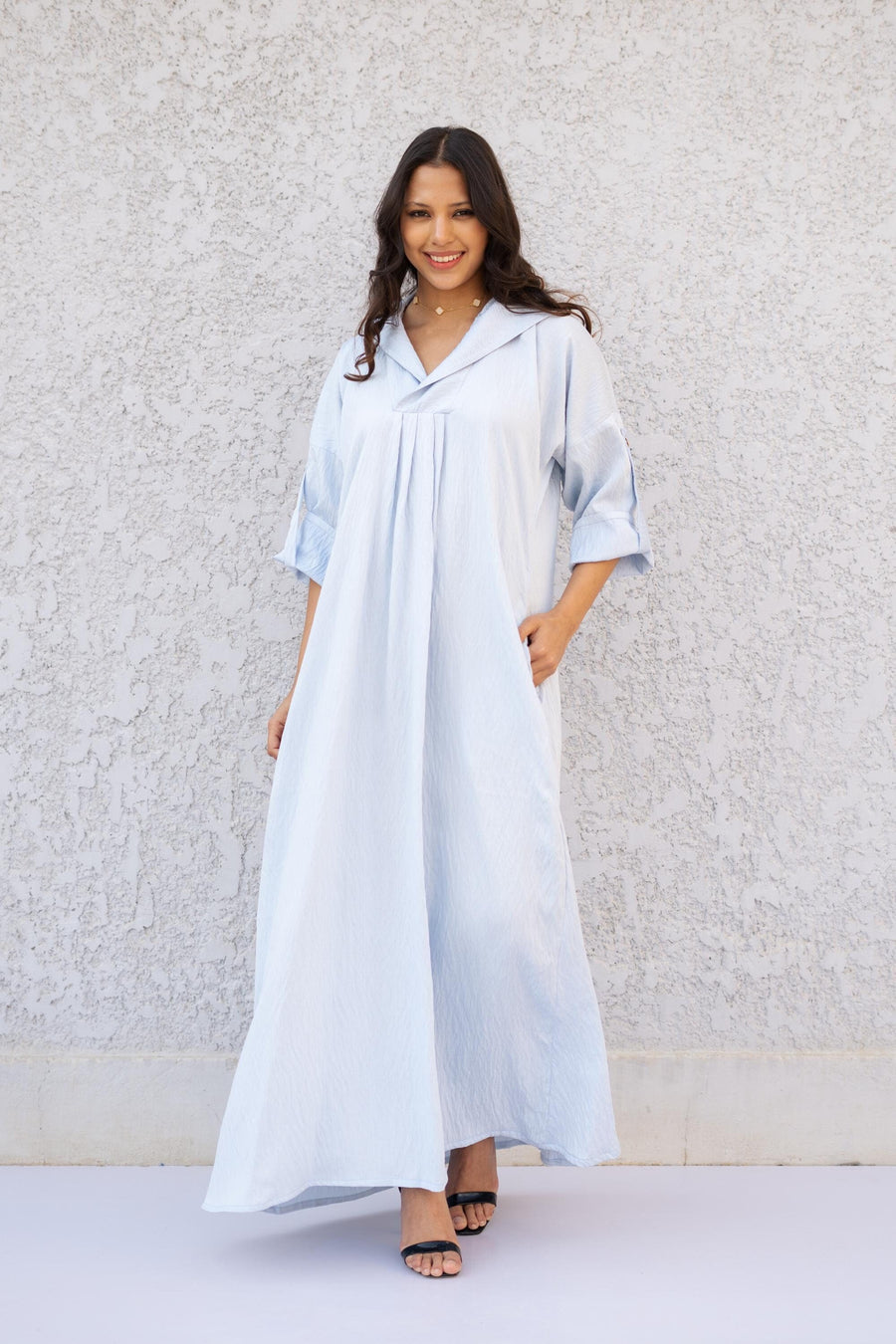 Beautiful Sky Blue Linen summer caftan maxi dress with pockets, chic Linen caftans for women, Kaftan dress, Caftans for women, caftans