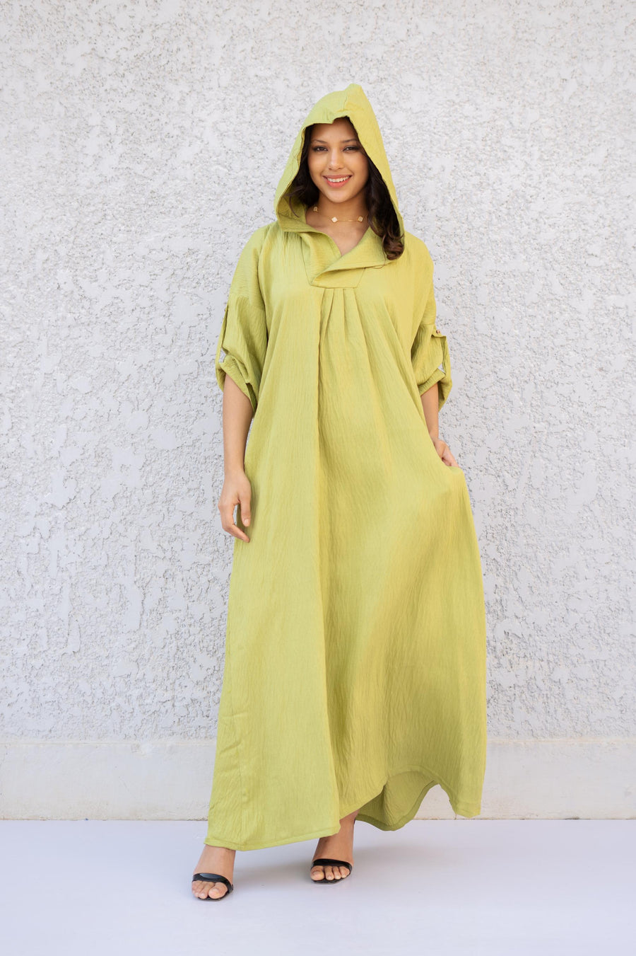 Simple and Elegant Pistachio Linen summer caftan maxi dress with pockets, chic Linen caftans for women, Kaftan dress, Caftans for women