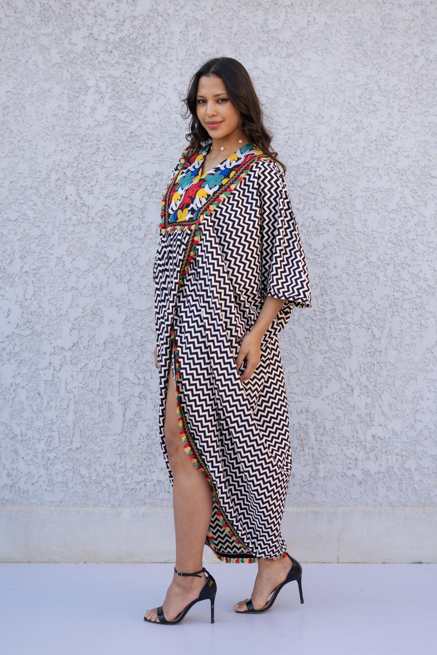 Striped black Caftan, Caftans for women, Loose fit caftan, Open Butterfly Kaftan, caftans for women, Egyptian caftan, Plus size dress