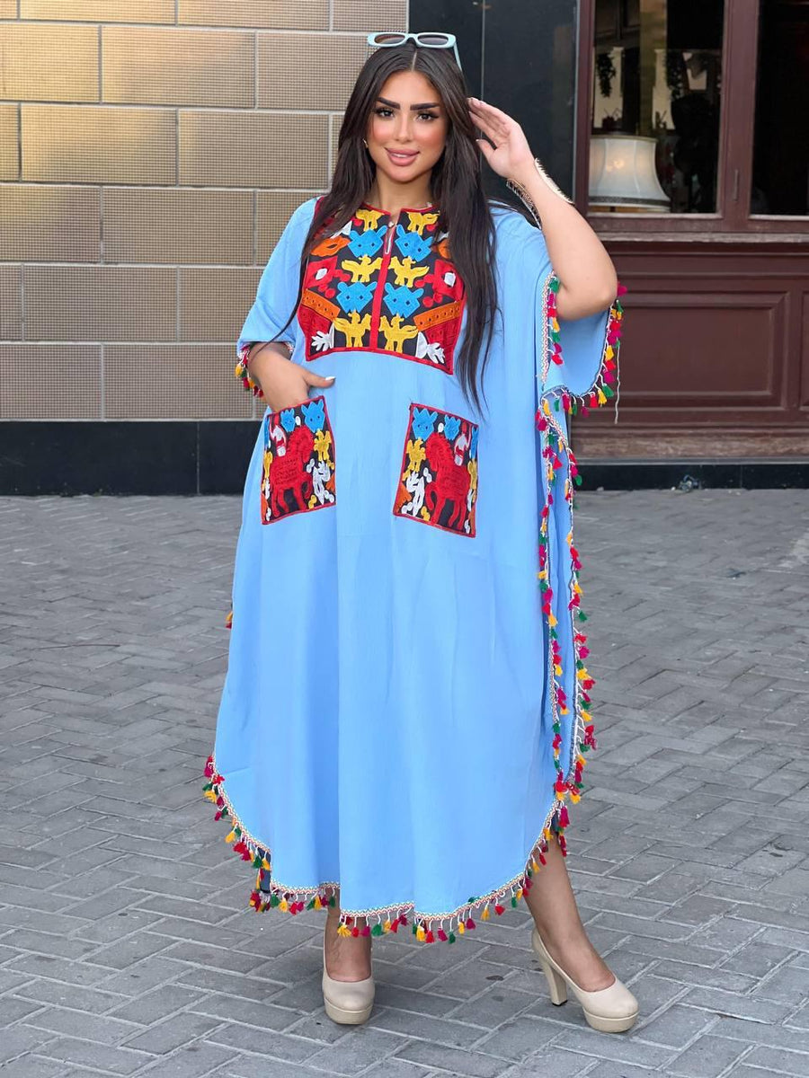 Boho Tunic embroidered kaftan with pockets, embroidered tunic kaftan, cotton embroidered tunic dress, Summer tunic, vacation tunic