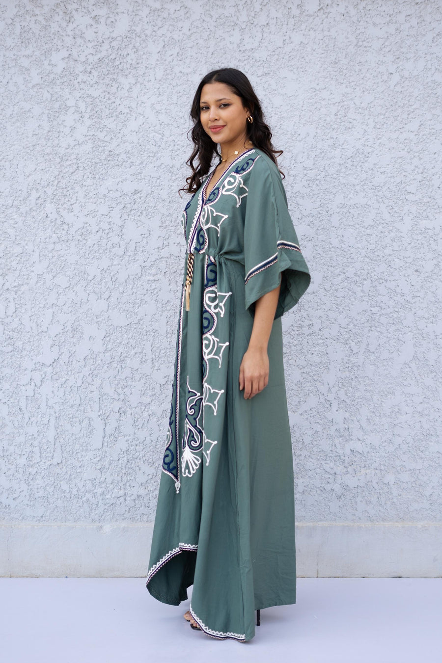 Teal Turquoise embroidered caftan, Cotton caftan dress, African women clothing, Boho maxi dress, Bohemian maxi dress, Boho summer caftan