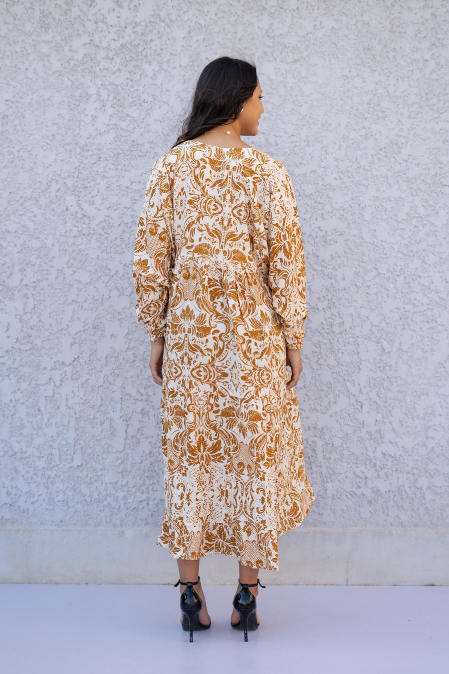 Boho Mustard Cotton Midi Kaftan Maxi dress, Wide Puffy sleeves caftan dress, caftans for women, Boho Kaftan dress, Caftans for women