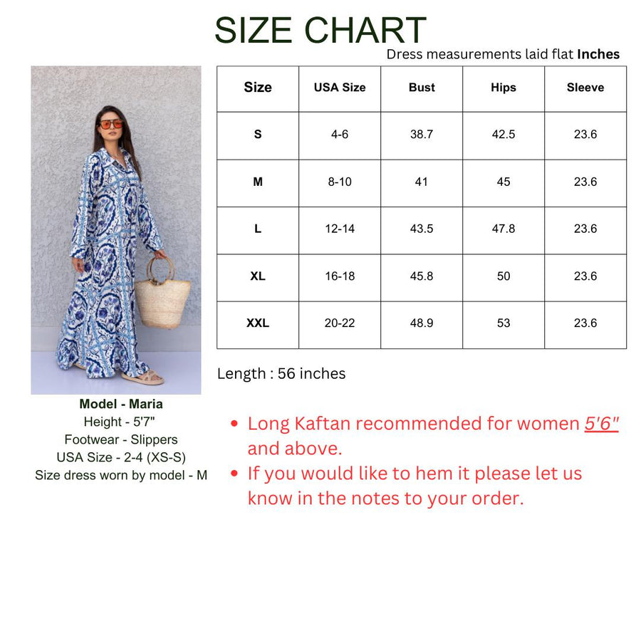 Beautiful blue print kaftan dress, caftans for women, Boho Kaftan dress, Caftans for women, long summer kaftan, kaftans, caftan