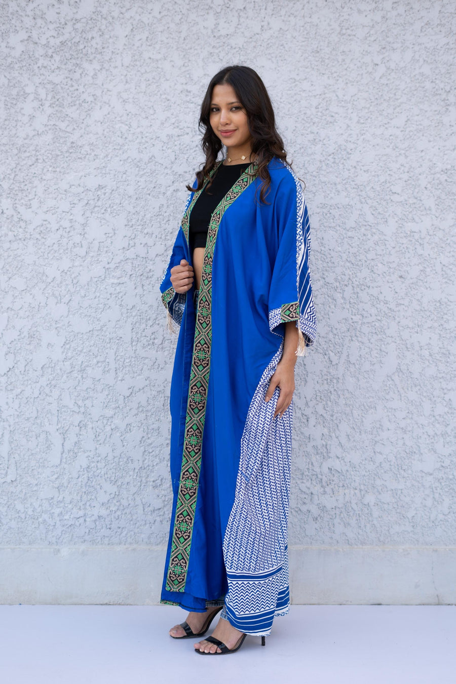 Elegant Blue Egyptian Cotton Abaya, Summer Abaya, Cardigans, Boho Kimono, Women's Duster, Boho Cardigan, Duster, Cardigan