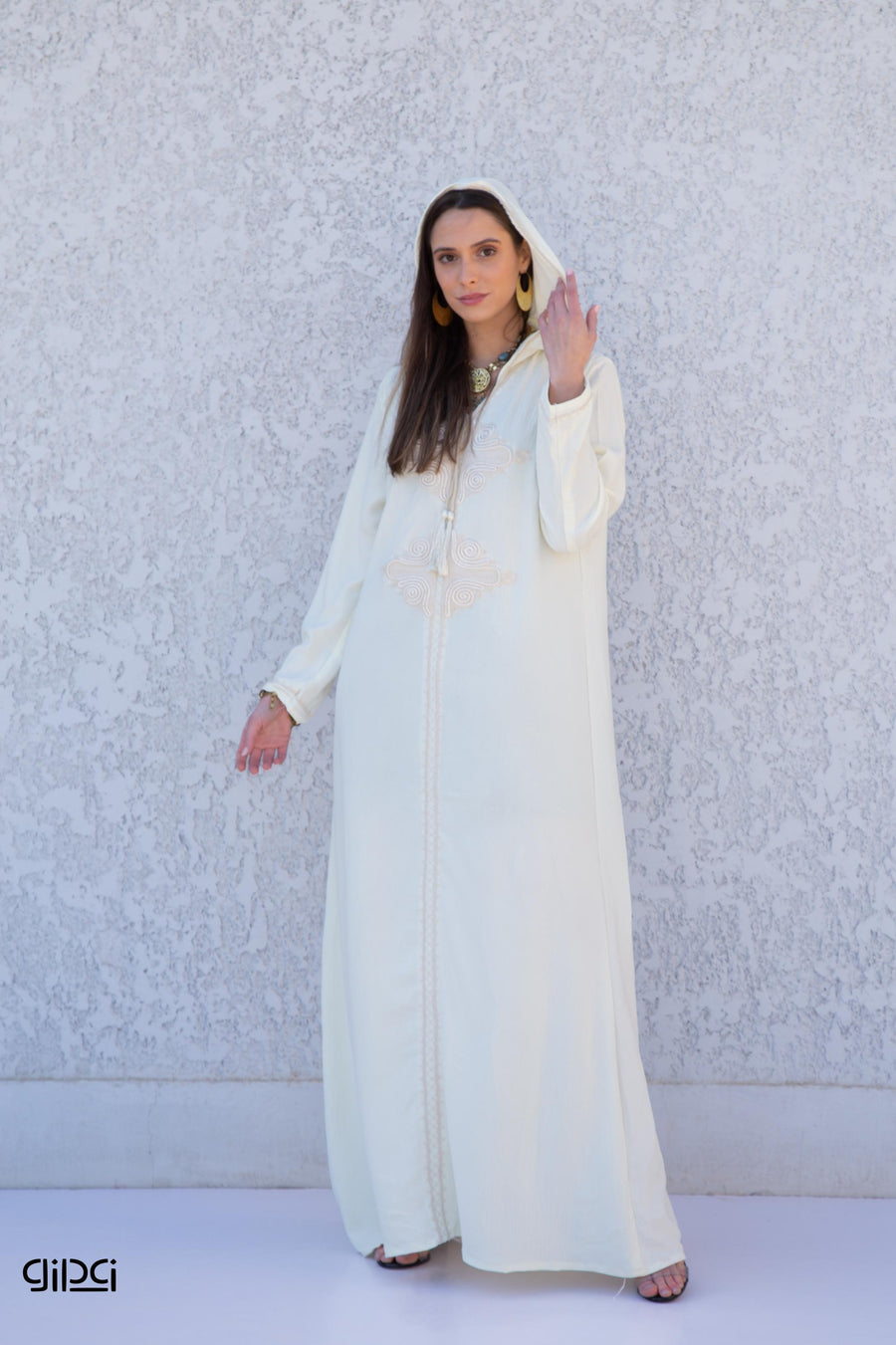 Luxurious White Hooded hand embroidered Caftan, caftans for women, Kaftans, embroidered Caftan dress, Caftan maxi dress