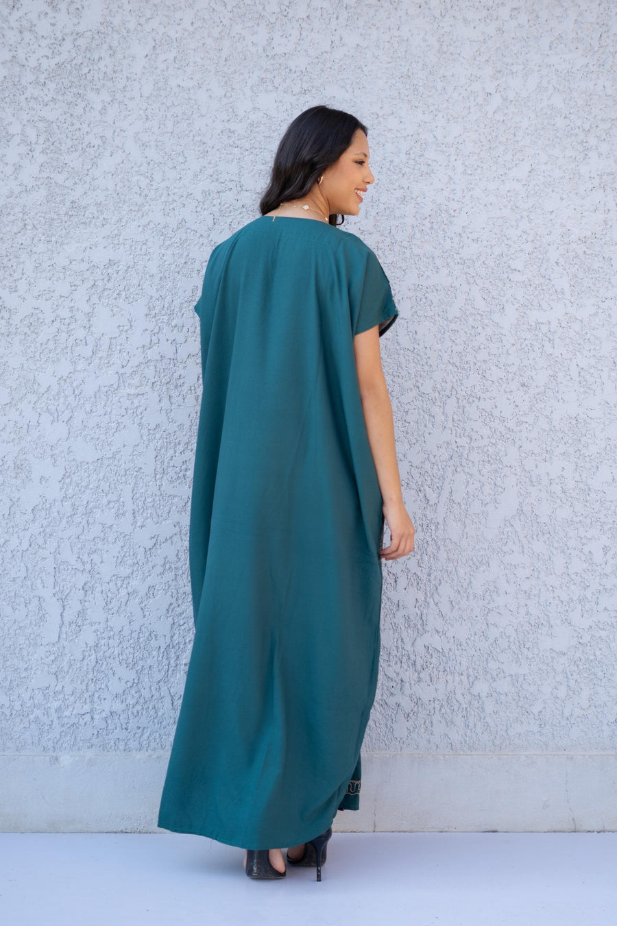 Chic Green embroidered caftan, women's caftan, Cotton Kaftan, Cotton caftan women, caftan, embroidered caftan, Egyptian cotton 01-25