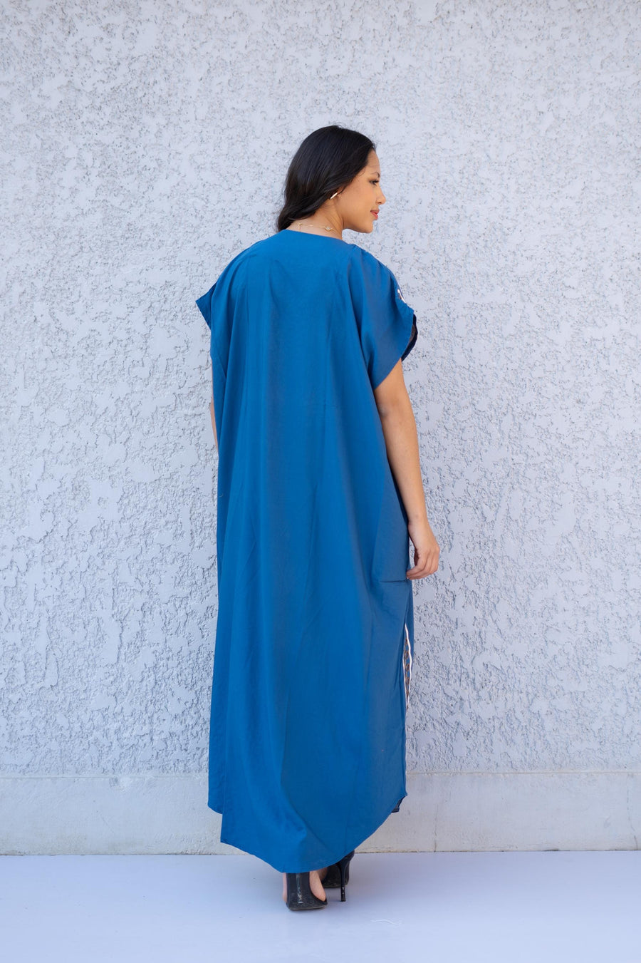 Chic turquoise hand embroidered caftan, wedding caftan, Cotton caftan women, caftan, embroidered caftan, Egyptian cotton 04-24