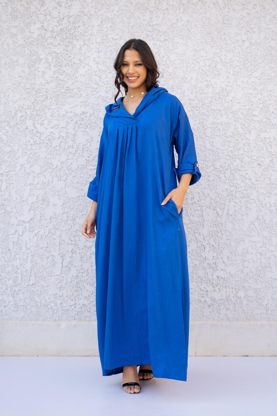 Linen Elegant Royal Blue summer Kaftan maxi dress with pockets, chic Linen caftans for women, Kaftan dress, Caftans for women, caftans