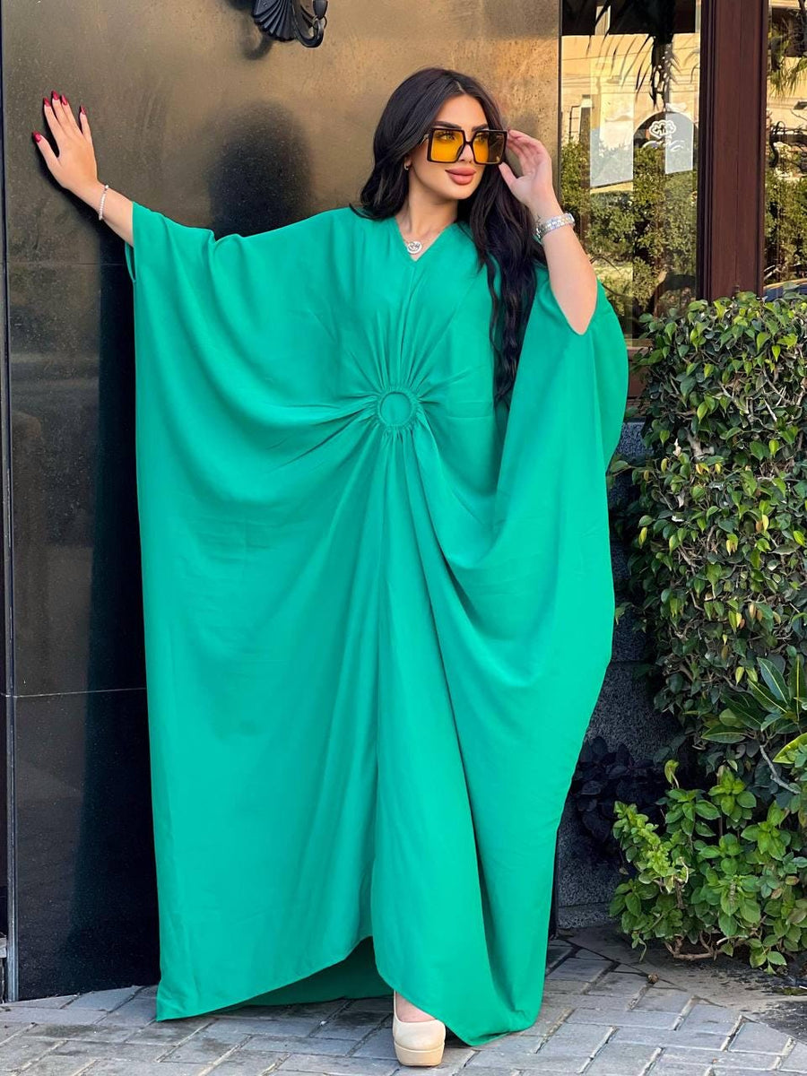 Chic Green Caftan for women, Loose fit Classy Crepe Caftan, Dressy Kaftan, Kaftans, Moroccan Caftan