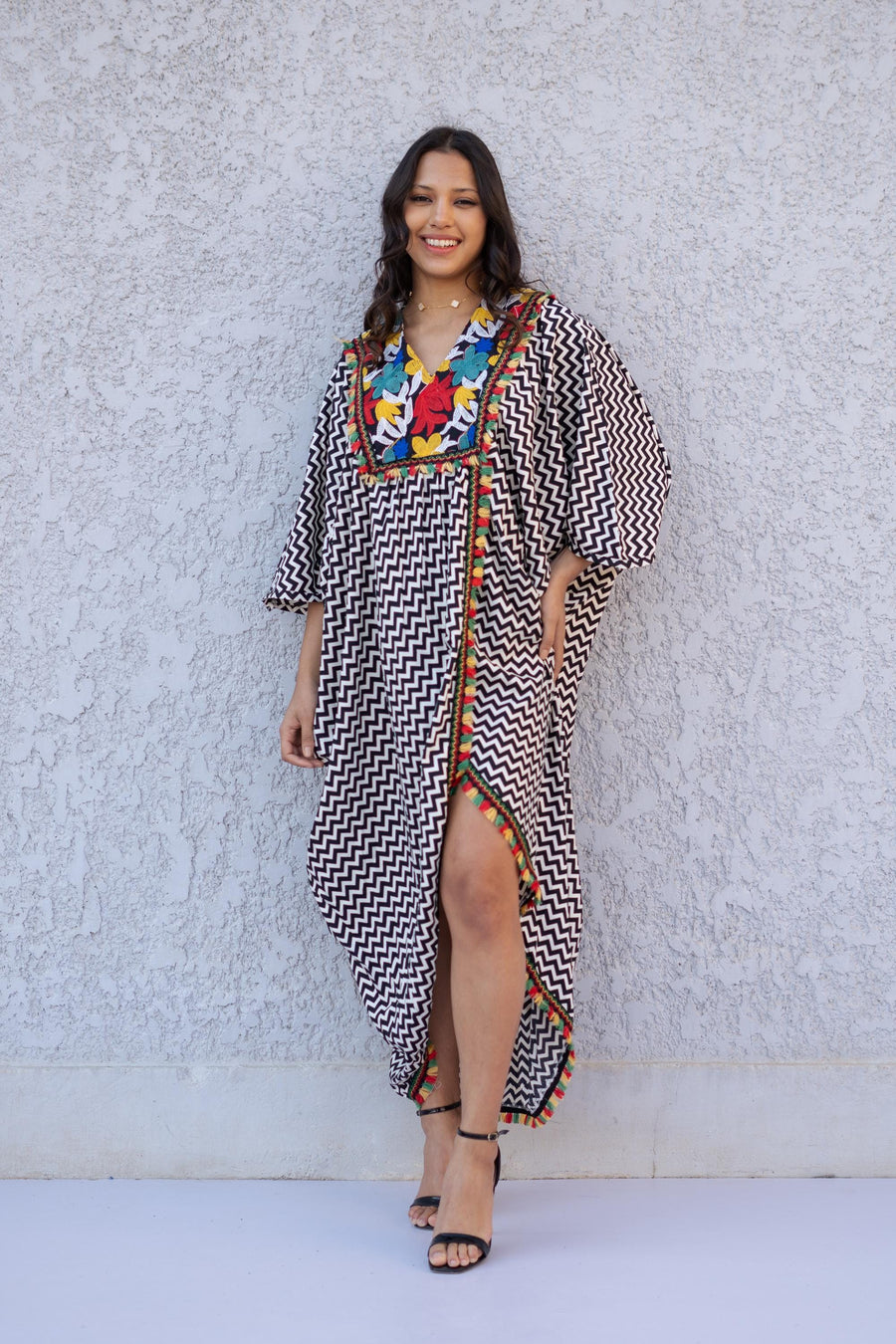 Striped black Caftan, Caftans for women, Loose fit caftan, Open Butterfly Kaftan, caftans for women, Egyptian caftan, Plus size dress