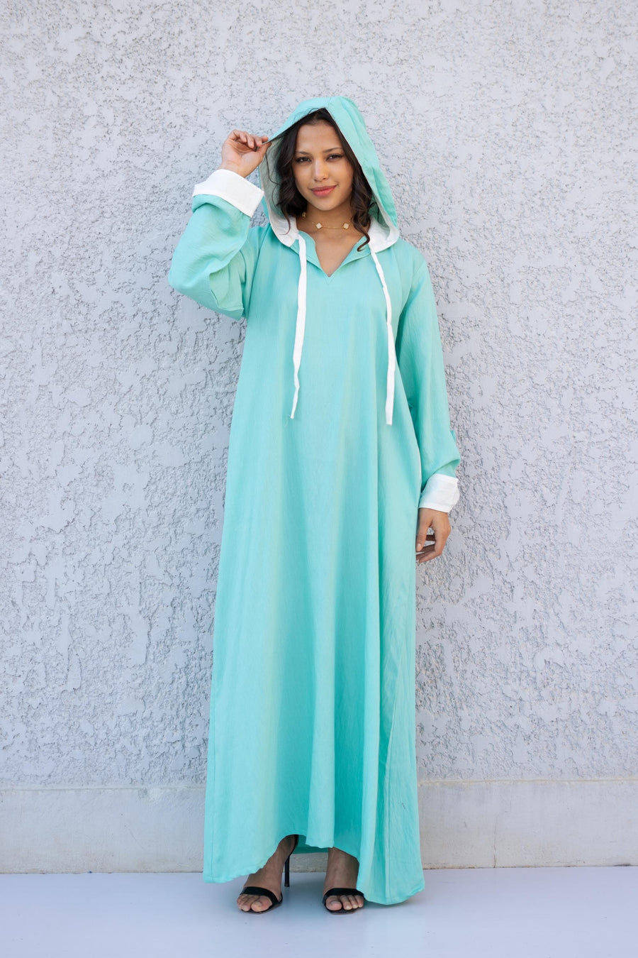 Classy Turquoise Linen summer caftan maxi dress with pockets, chic Linen caftans for women, Kaftan dress, Caftans for women, caftans