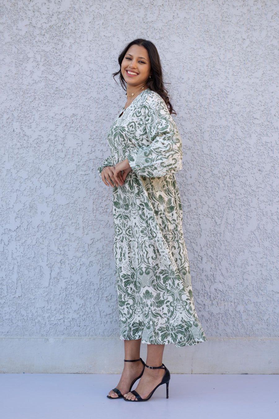 Green Midi Cotton Kaftan Maxi dress, Boho Wide Puffy sleeves caftan dress, caftans for women, Boho Kaftan dress, Caftans for women