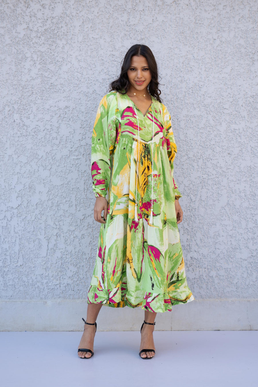 Colorful Print Cotton Print Kaftan Maxi dress, Boho Wide Puffy sleeves caftan dress, caftans for women, Boho Kaftan dress, Caftans for women