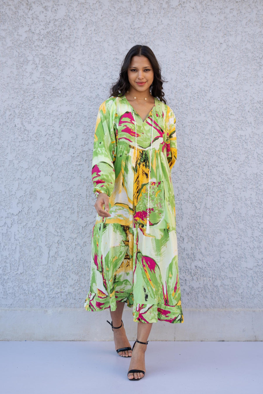 Colorful Print Cotton Print Kaftan Maxi dress, Boho Wide Puffy sleeves caftan dress, caftans for women, Boho Kaftan dress, Caftans for women