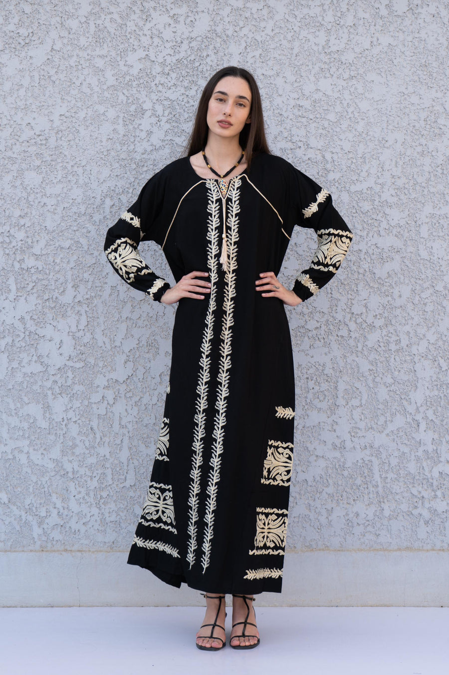 Black embroidered Maxi dress, women's caftan, wedding dress, embroidered Caftan dress, Caftan maxi dress, Caftans for women, Caftans