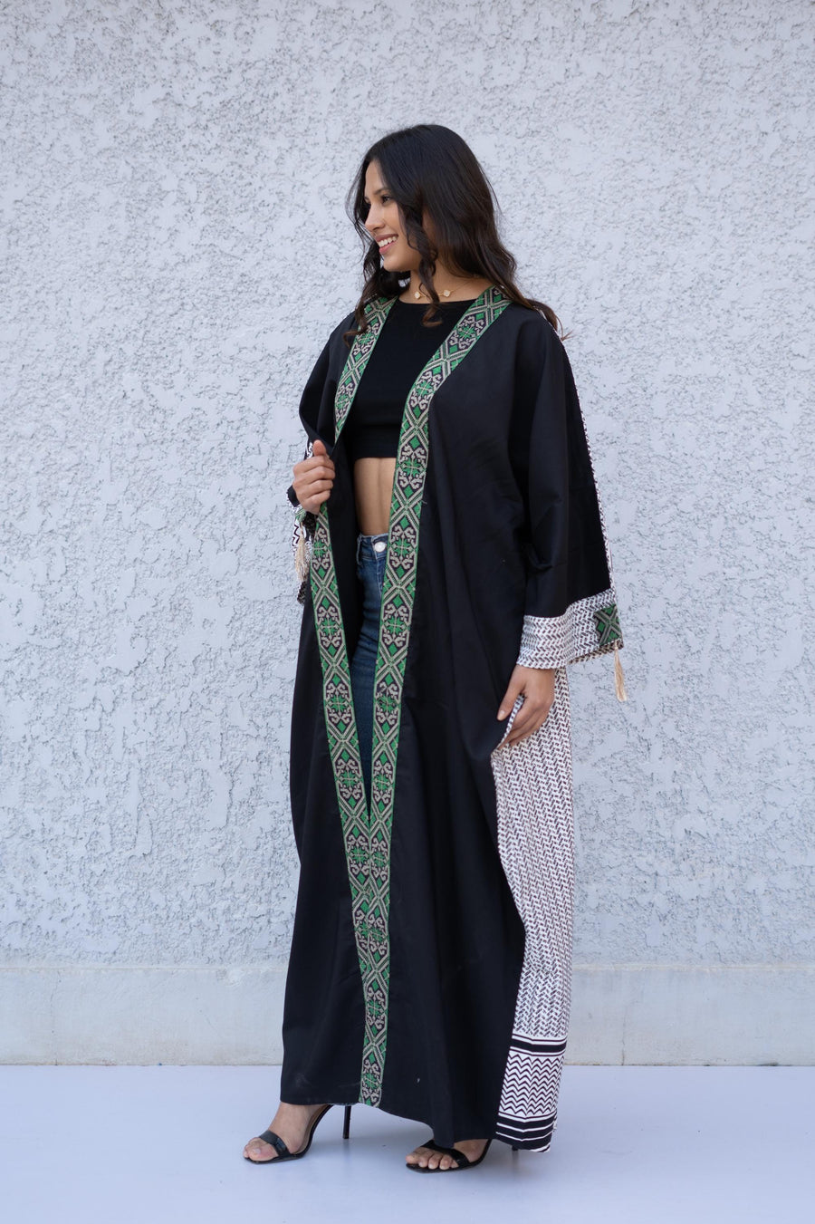 Elegant Black Egyptian Cotton Abaya, Summer Abaya, Cardigans, Boho Kimono, Women's Duster, Boho Cardigan, Duster, Cardigan